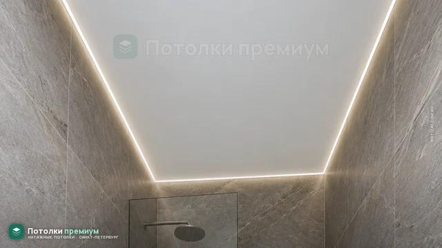 Световая линия в теневом профиле по всему периметру потолка санузла